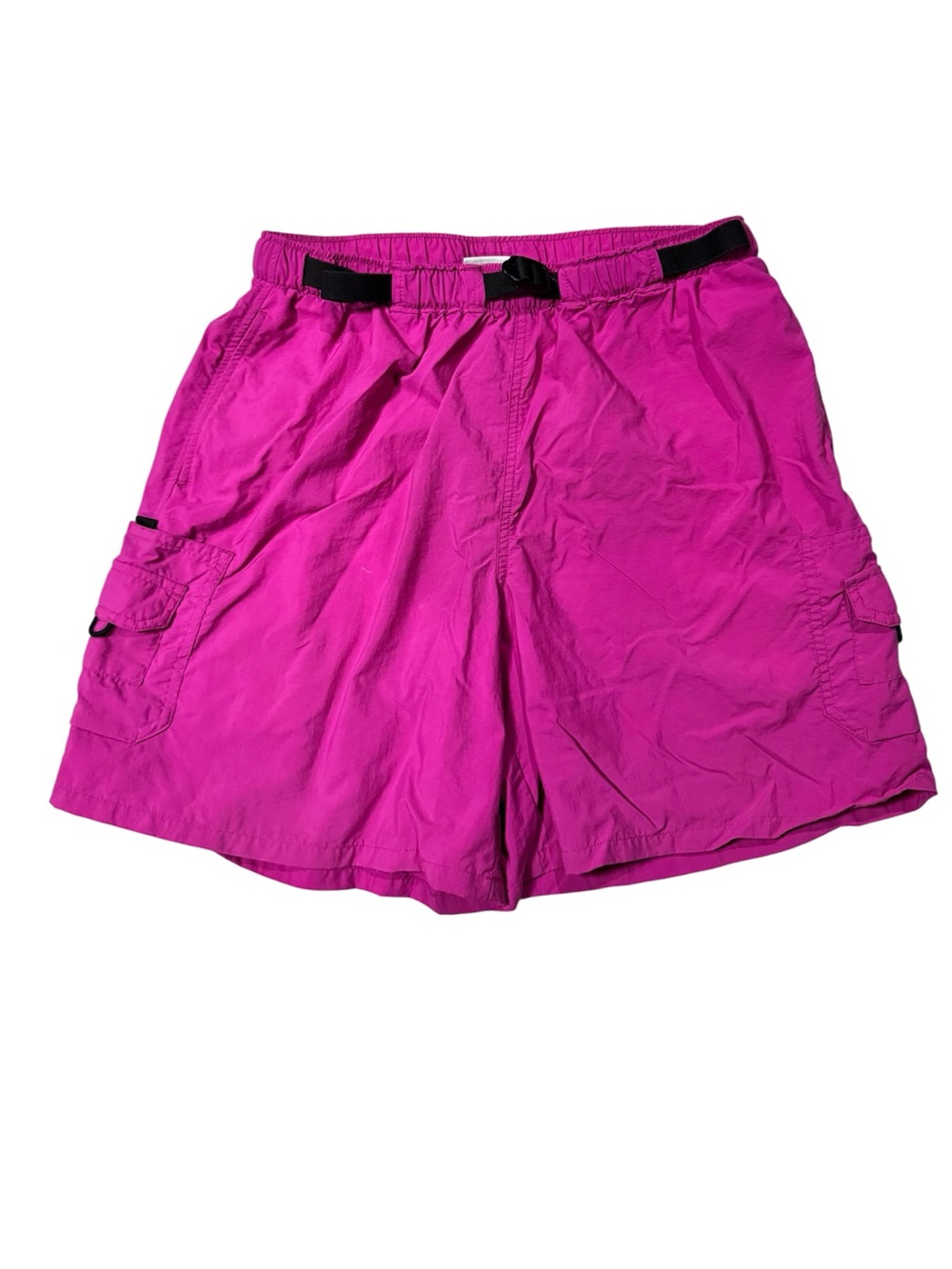 Columbia Womens M Hot Pink Nylon Belted Cargo Hiking Shorts 6" Inseam Gorpcore